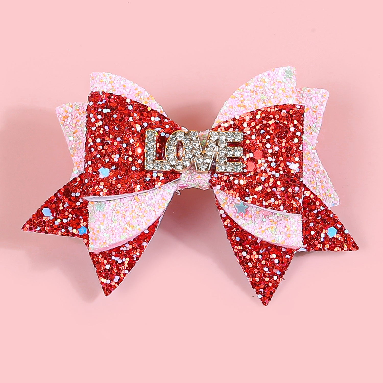 Wholesale Valentine's Day Party Bow Hairpin Children's Scallion Powder Glitter Bow Hair Accessories